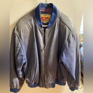 Retro Avanti 90s oversize leather bomber, blue